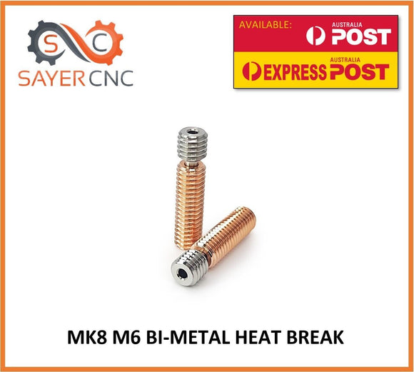 Bi-Metal Heat Break MK8 M6 All-Metal Titanium Alloy Premium Upgrade - sayercnc - 3D Printer Parts Australia