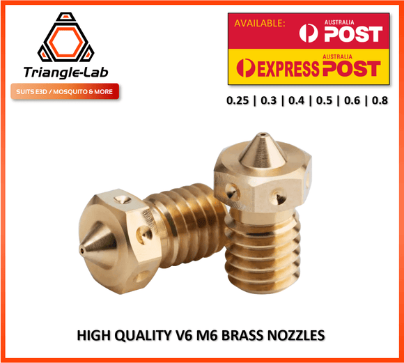 Brass E3D V6 Compatible Triangle Lab High Quality Nozzle M6 Mosquito - sayercnc - 3D Printer Parts Australia