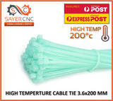 Cable Zip Tie high Temperature PA46 200c 3.6mm x 200mm Green Natural Colour - sayercnc - 3D Printer Parts Australia