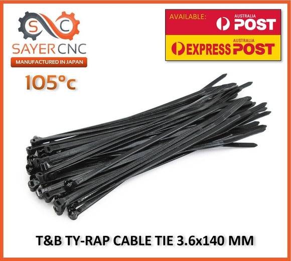 Cable Zip Tie Ty-Rap PA66 105c 3.6mm x 140mm Black Colour Made in Japan 100pcs - sayercnc - 3D Printer Parts Australia