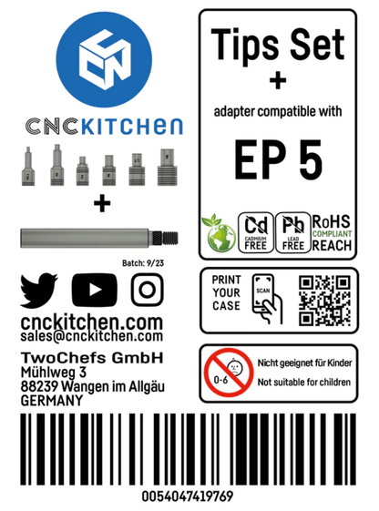 CNC Kitchen EP 5 Heat Set Insert Soldering Iron Adaptor and Tips - sayercnc - 3D Printer Parts Australia