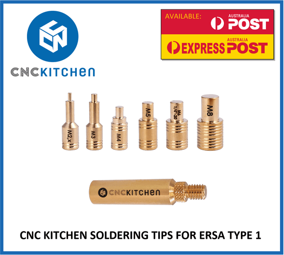 CNC Kitchen ERSA TYPE 1 Heat Set Insert Soldering Iron Adaptor and Tips - sayercnc - 3D Printer Parts Australia
