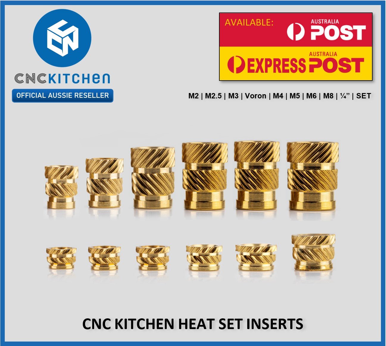 CNC Kitchen Australia Heat Threaded Insert M2 M2.5 M3 VORON M4 M5 M6 M8 ...