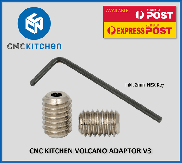 CNC Kitchen Plated Volcano Adapter V3 Adapt V6 Nozzles to Volcano Blocks - sayercnc - 3D Printer Parts Australia