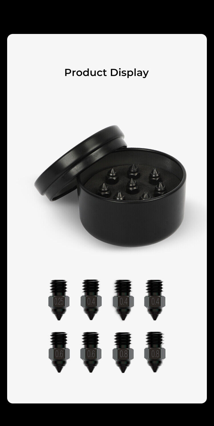 Creality MK8 Nozzle High End Premium Kit 8pc Copper / Brass / Hardened Steel - sayercnc - 3D Printer Parts Australia
