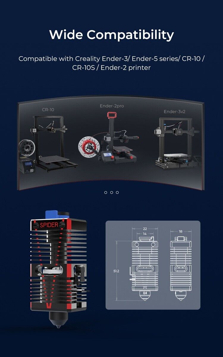 Creality Speedy Spider Hotend Ceramic & Bimetal Hotend with Hardened Nozzles - sayercnc - 3D Printer Parts Australia