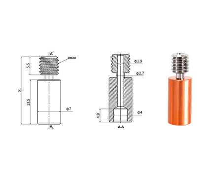 E3D V6 Compatible Bi-Metal Copper Smooth Heat Break Premium Upgrade 1.75MM - sayercnc - 3D Printer Parts Australia