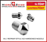 Micro Swiss V6 Style Nozzle Hardened Steel Plated A2 fits E3D Prusa M6 Thread - sayercnc - 3D Printer Parts Australia