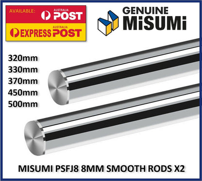 MISUMI Smooth Rods PSFJ8 8mm Hardened Chrome g6 58HRC 2pcs 3D Printer CNC Prusa - sayercnc - 3D Printer Parts Australia