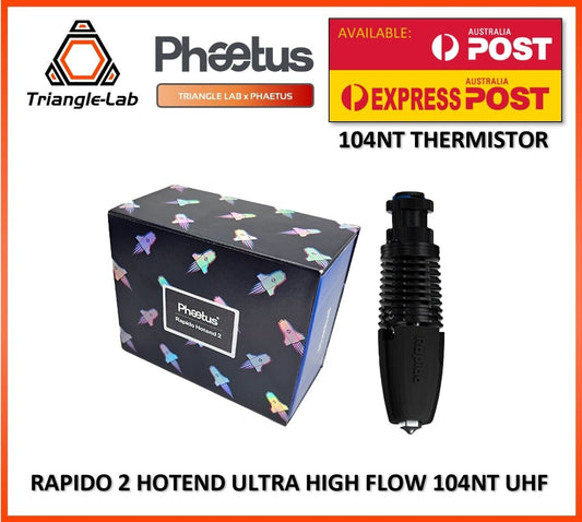 Phaetus Rapido 2 Ultra High Flow Hotend with 104NT Thermistor Black Model - sayercnc - 3D Printer Parts Australia