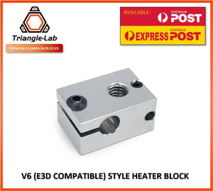 Triangle-Lab Aluminium Heater Block PT100 To Suit E3D V6 Hotends - sayercnc - 3D Printer Parts Australia
