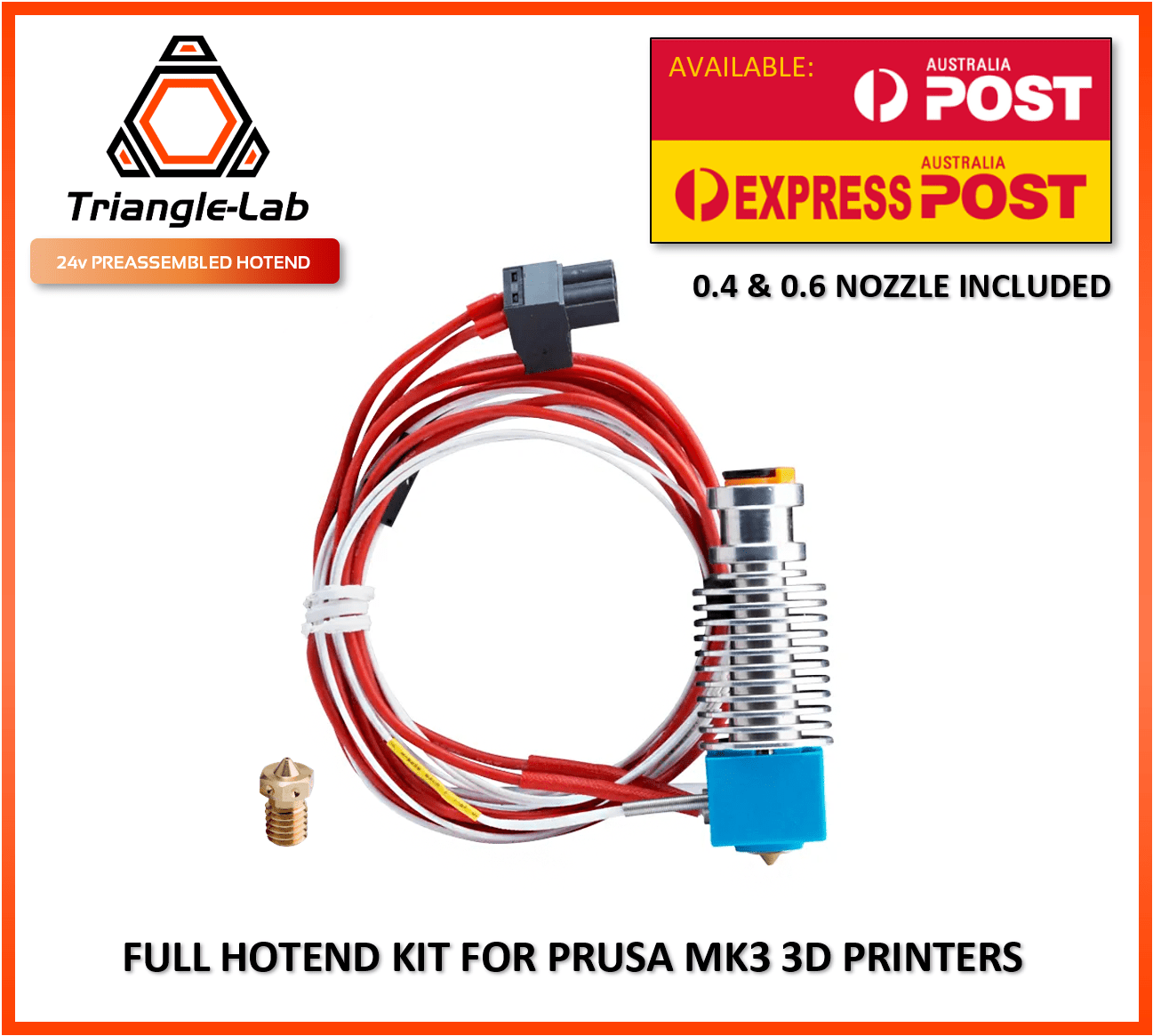 TriangleLab Hotend kit for Prusa 12v 3D Printer 0.4 0.6 Nozzles - sayercnc - 3D Printer Parts Australia