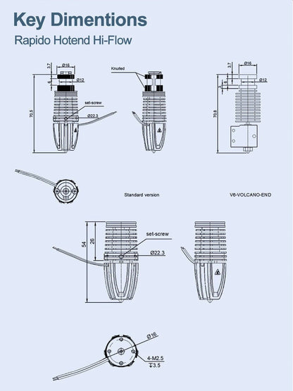 TriangleLab Rapido High Flow Hotend 45mm³/s Plated Copper Nozzle Ceramic Heater - sayercnc - 3D Printer Parts Australia