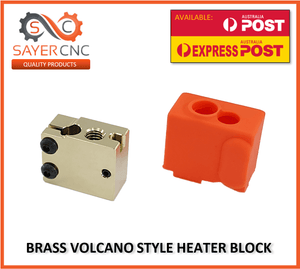 Volcano Compatible Brass Heater Block and Silicone Cover Hotend Upgrade - sayercnc - 3D Printer Parts Australia